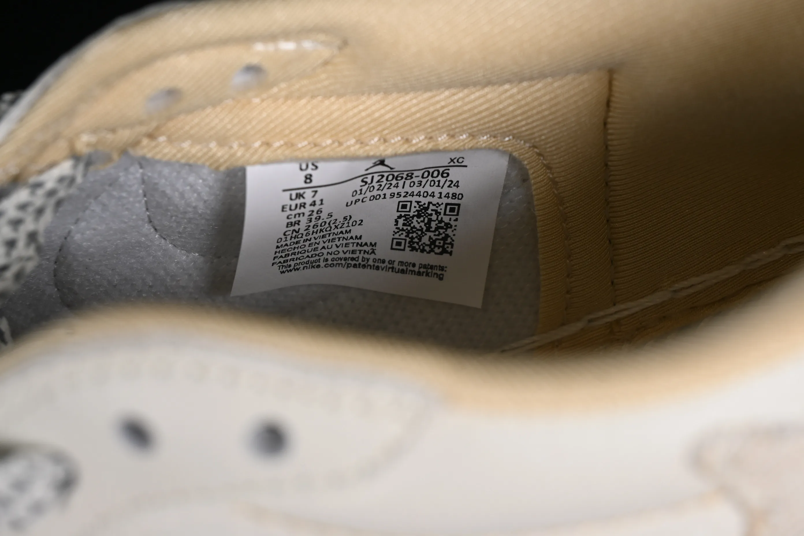 All categories Air Jordan Jordan series basketball shoes Air Jordan 1 Low Travis Scott x Fragment Design x Jordan Air Jordan 1 Low OG SP AJ1 Joe 1LV joint light coffee denim print low-top cultural casual sneakers SJ2068-006